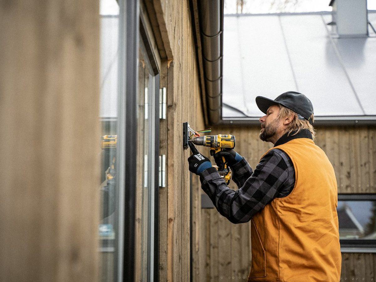 Electrical work on an exterior fixture